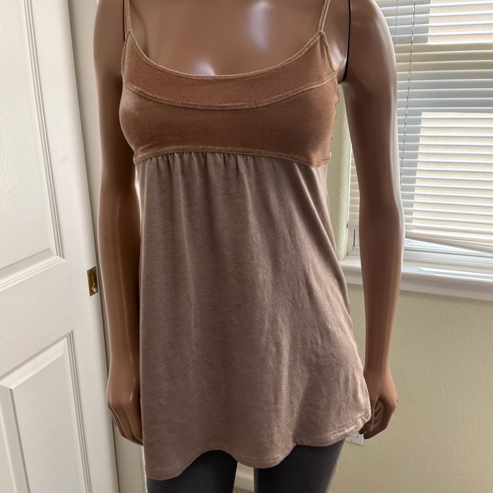 Free People Brown Stretch Two-Tone Spaghetti Strap Camisole